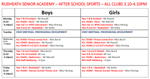 After School Clubs 2025